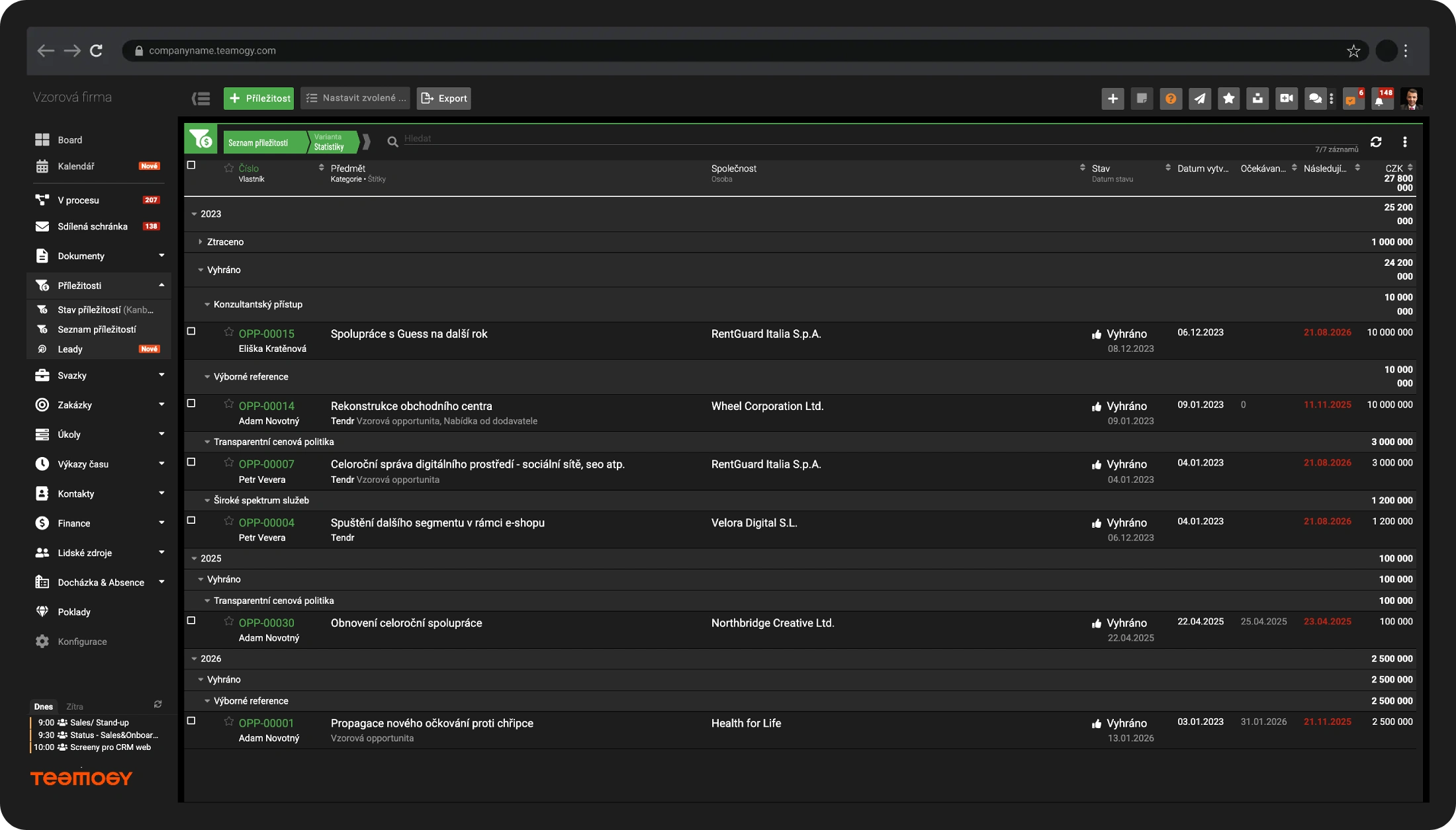 Teamogy CRM: Estadísticas comerciales Estadísticas comerciales en Teamogy CRM con la visión general del rendimiento y los resultados