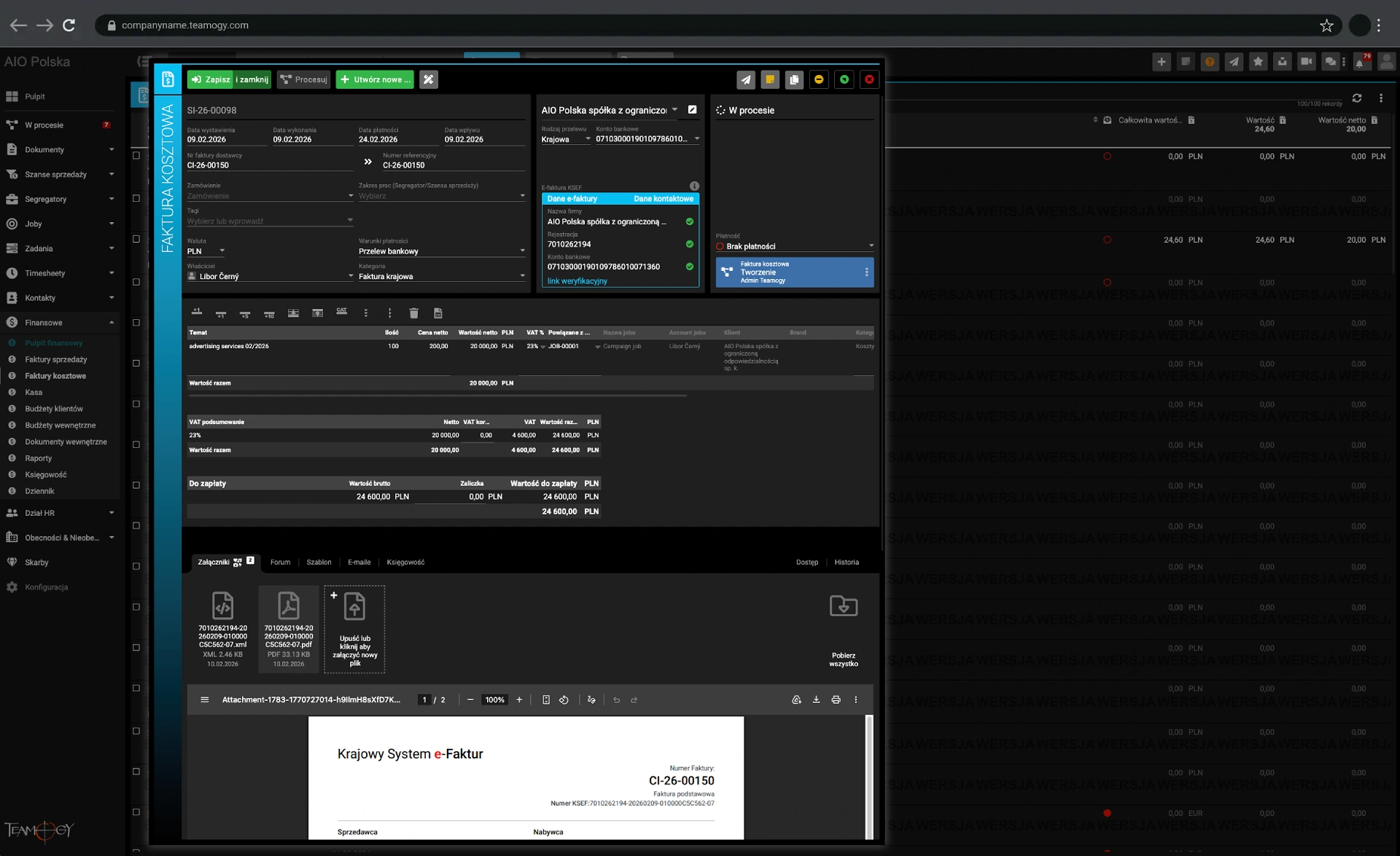 Faktura sprzedaży KSeF w Teamogy Faktura sprzedaży KSeF w Teamogy