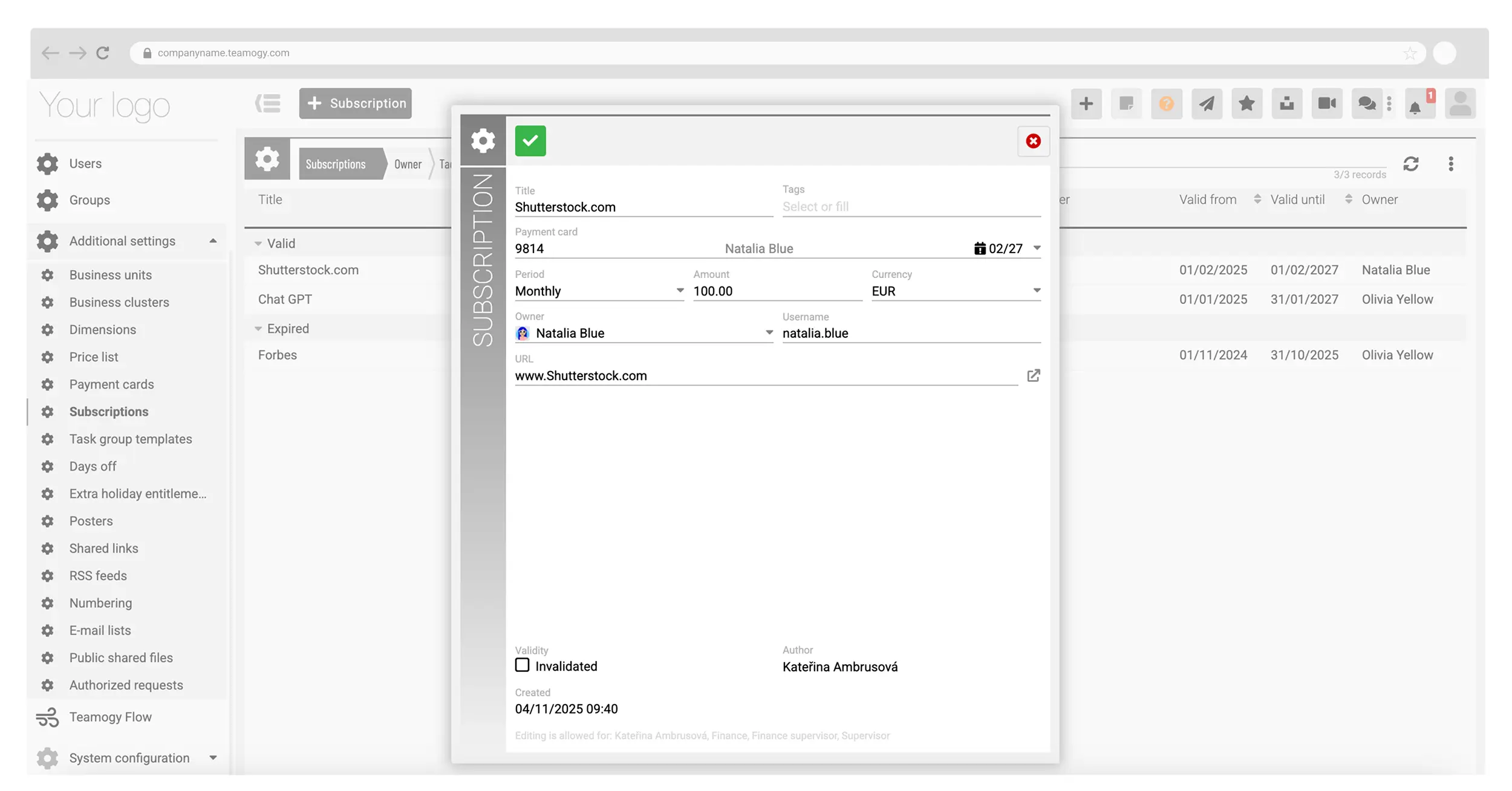 Subscription Detail Subscription Detail