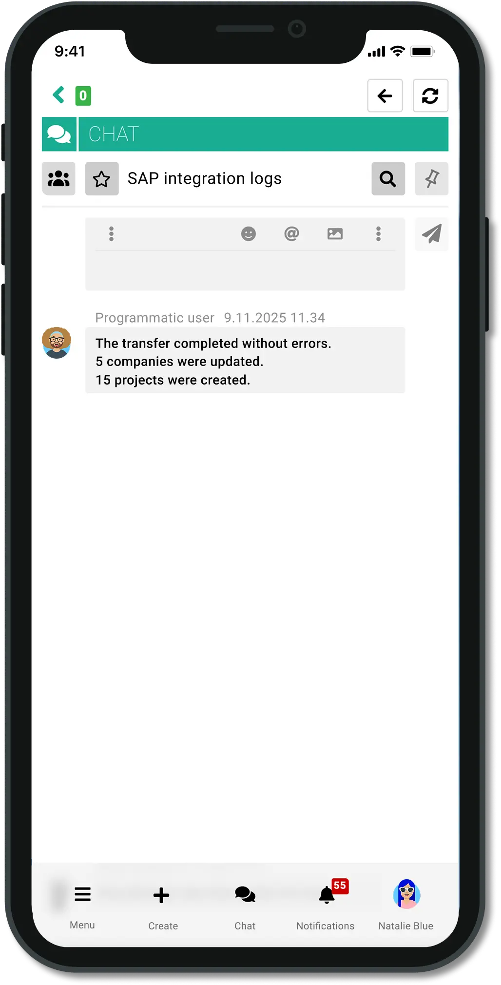 Teamogy Chat - Data Transfer Completed Teamogy Chat - Data Transfer Completed